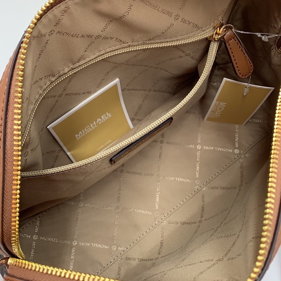 MICHAEL KORS JST TRAVEL MEDIUM DUFFLE SATCHEL SHOULDER CROSSBODY BAG MK BROWN - Picture 10 of 16